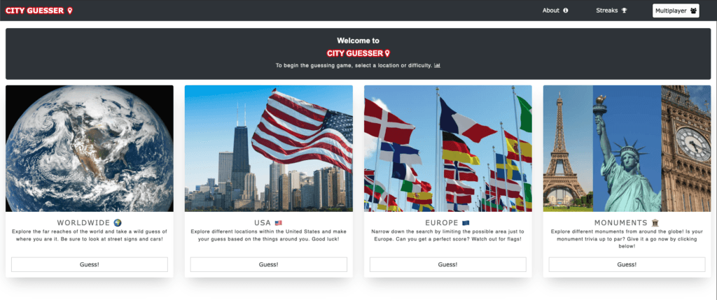 Screenshot showing City Guesser features vs. GeoGuessr, a top geoguessr alternatives for urban video exploration.