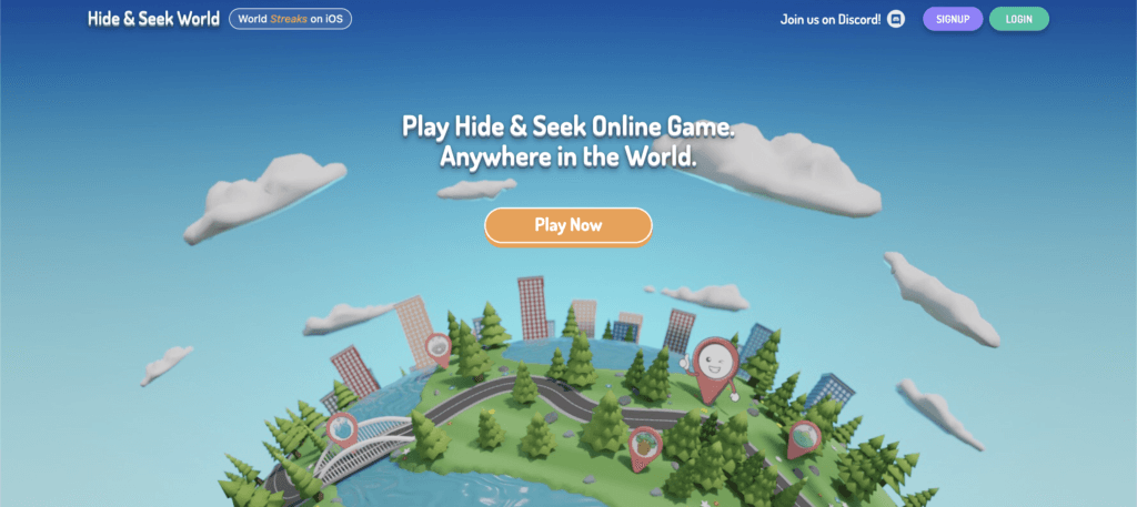 Gameplay image of Hide & Seek World where players guess locations, a unique geoguessr alternatives blending hide-and-seek with Street View.