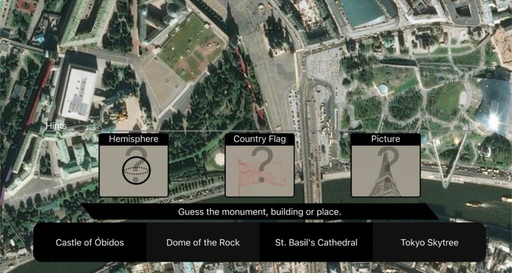 Screenshot of Zoomtastic's timed zoom challenge on a map.