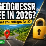 Split image showing a free street-view geography game on one side and GeoGuessr locked behind a $47.88 per year paywall on the other